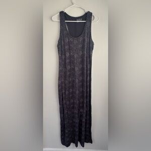 Pact Organic Cotton Racerback Tank Maxi Dress Blue Confetti Abstract Print Lrg